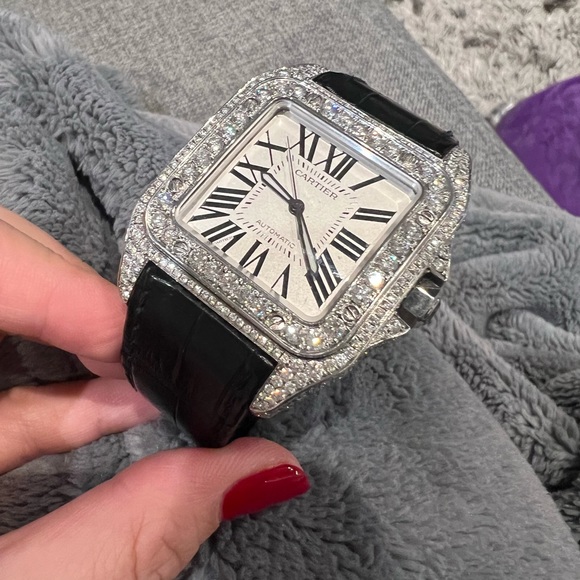Cartier Santos 100 Diamond Watch - Picture 5 of 16